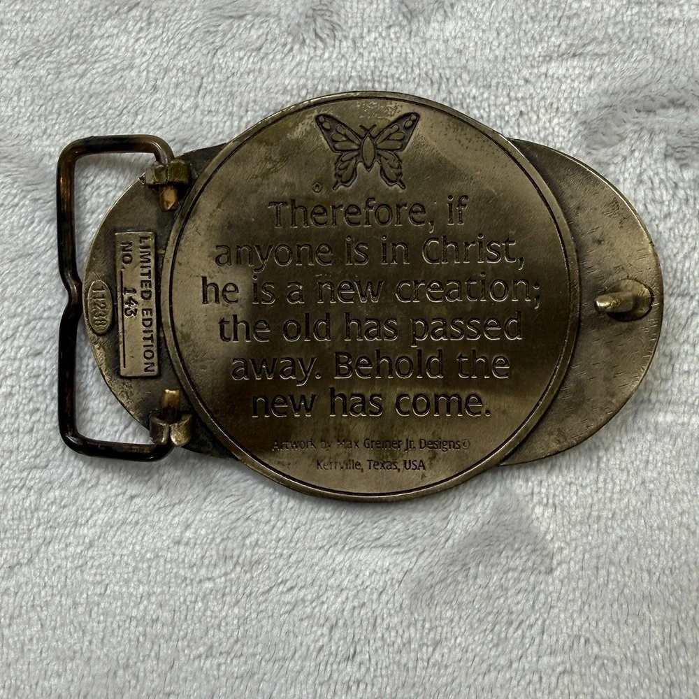 Christian 2 Cor 5:17 Bible Verse Vintage Belt Buckle Scripture Butterfly Limited